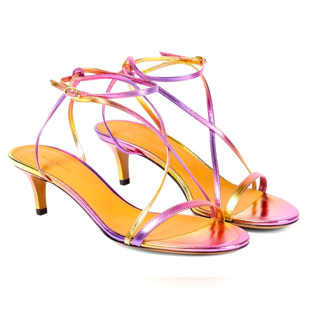 Isabel Marant Amily Dégradé Metallic-leather Sandals - Pink Multi